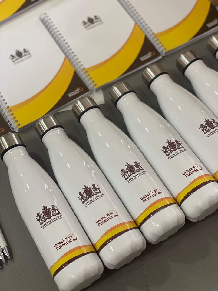 White Cola Flask Bottle - Corporate and Promotional Printing - Mugshotlk