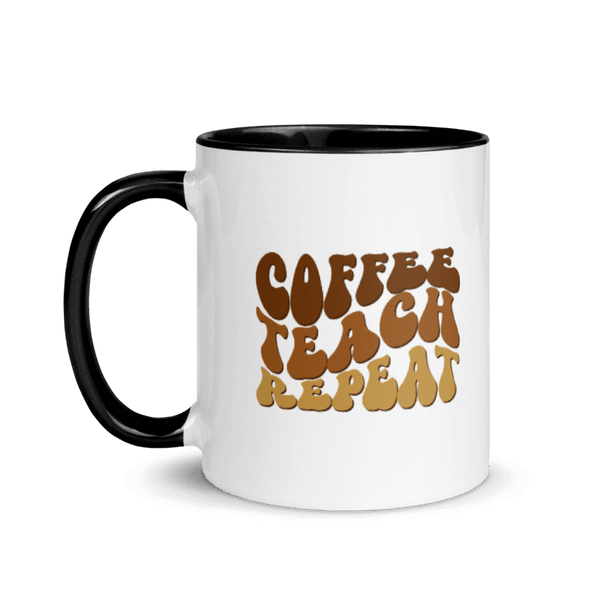 'Coffee Teach Repeat' Inner Color Black Mug