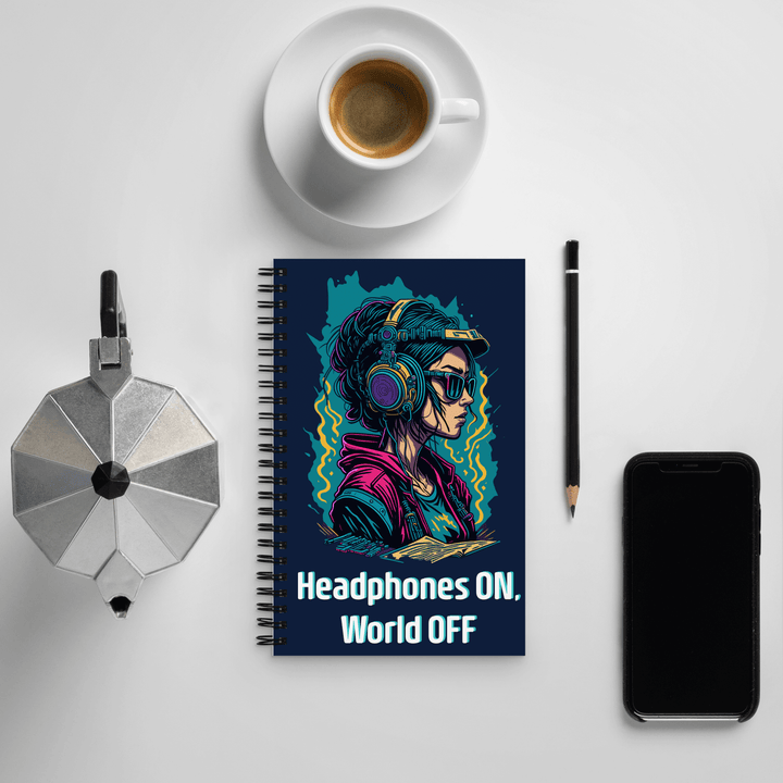 'Headphones ON, World OFF' Music Lover's Notebook - Mugshotlk