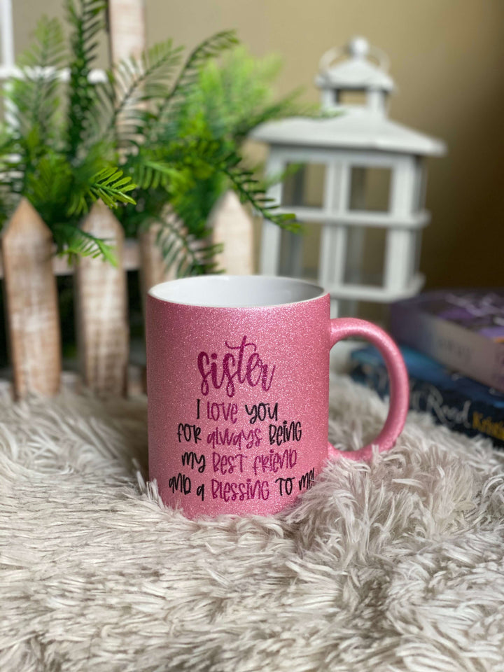 Best friends forever pink glitter mug. - Mugshotlk