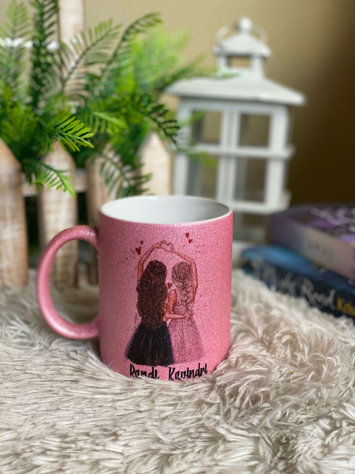 Best friends forever pink glitter mug. - Mugshotlk