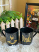 Couple Mugs - Black - Batman and Wonder Woman Matte gold foil
