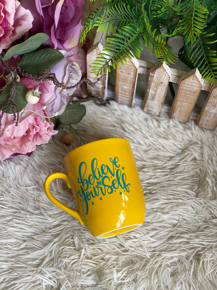 Yellow mug - Believe in Yourself - Mugshotlk